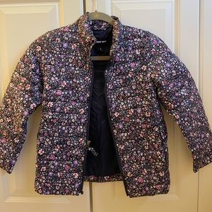 Lands End Girls Floral Puffer Jacket sz s 8 LIKE NEW